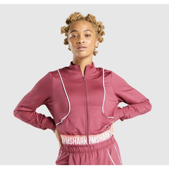 Gymshark Recess Track Top Size S Cream Cropped Zip Up Jacket Workout Fitness Gym - Picture 1 of 6